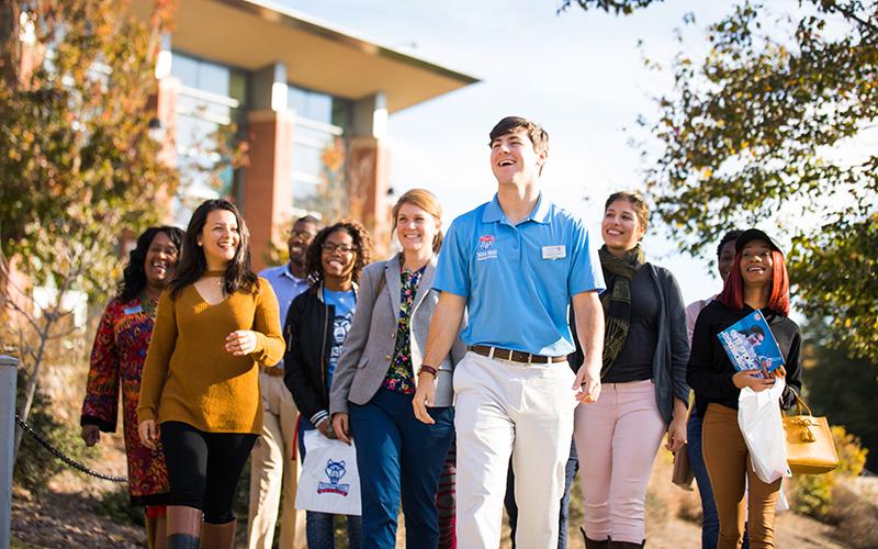 students and parents on a campus tour